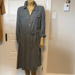 Beautiful versatile green Button-Down Dress belt, gold colour buttons NWT